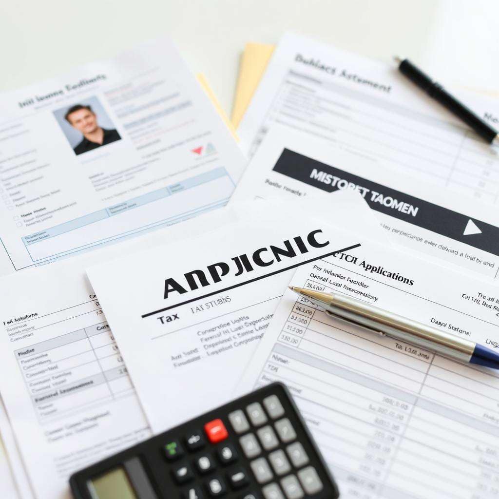 Organized financial documents for loan application Organized financial documents for loan application