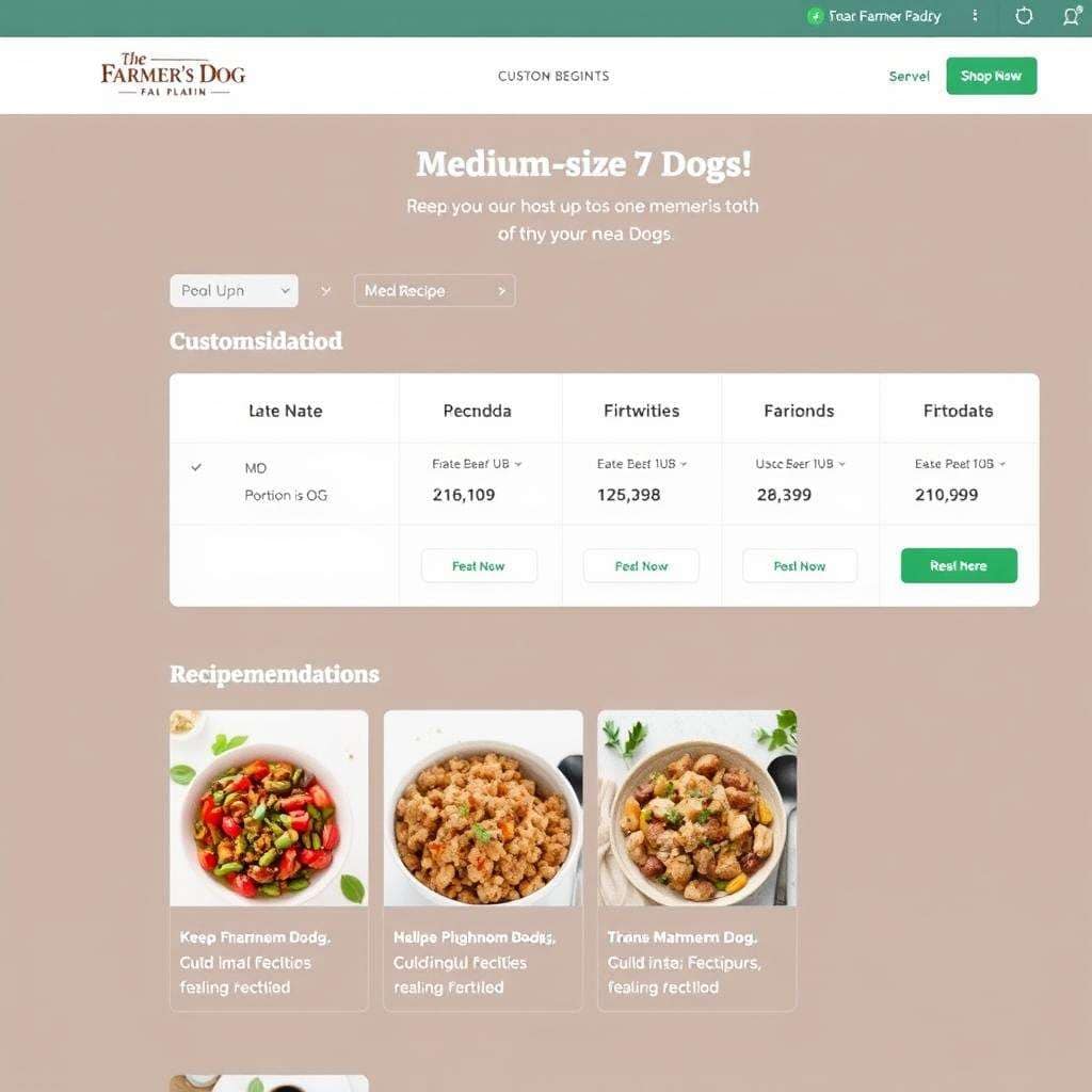 The Farmer's Dog meal plan being customized for a specific dog The Farmer's Dog meal plan being customized for a specific dog