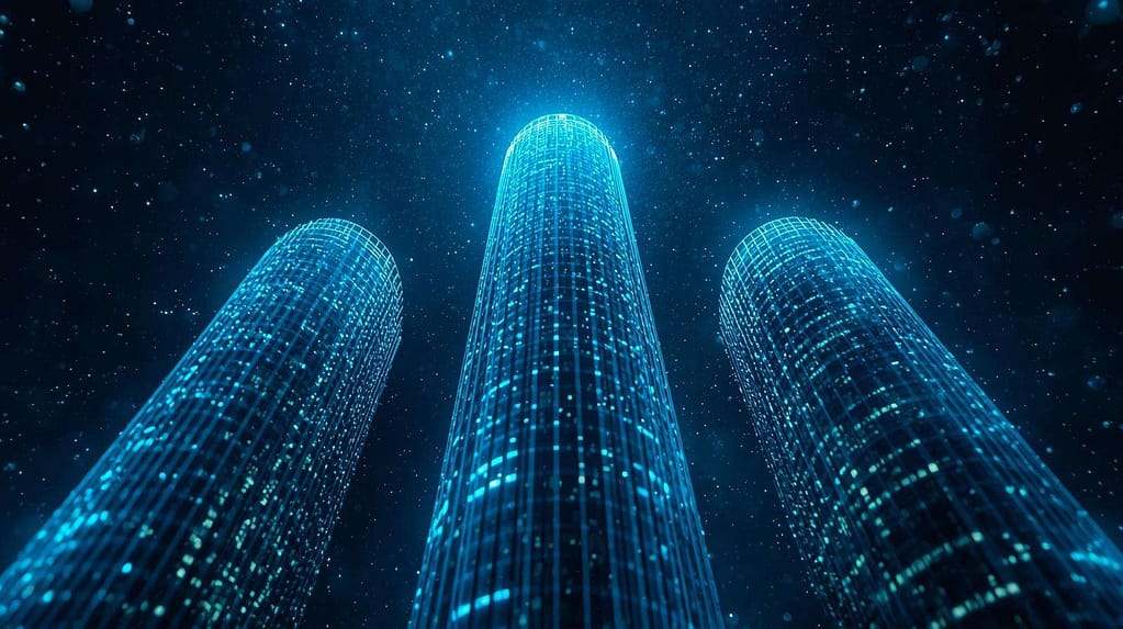 Abstract data streams forming corporate skyscrapers MindViewMagazinecom