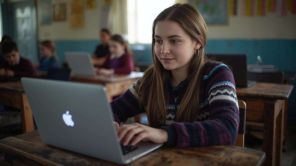 Young woman coding in a rural classroom MindViewMagazinecom The Invisible Divide