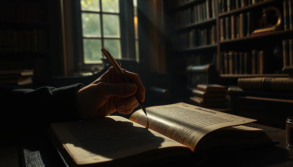 A dimly lit study a quillwielding hand casting long shadows on timeworn pages Shadows dance across the room hinting at Dickens masterful use of light and dark painting a vivid tapestry of Victorian London Bookshelflined walls tattered tomes and a sense of literary gravitas evoke the profound weight of his words Mindviewmagazine a portrait of the writers craft where the very essence of Dickens literary style is captured in a single haunting image A dimly lit study a quill wielding hand casting long shadows on time worn pages Shadows dance across the room hinting at Dickens masterful use of light and dark painting a vivid tapestry of Victorian London Bookshelf lined walls tattered tomes and a sense of literary gravitas evoke the profound weight of his words Mindviewmagazine a portrait of the writers craft where the very essence of Dickens literary style is captured in a single haunting image