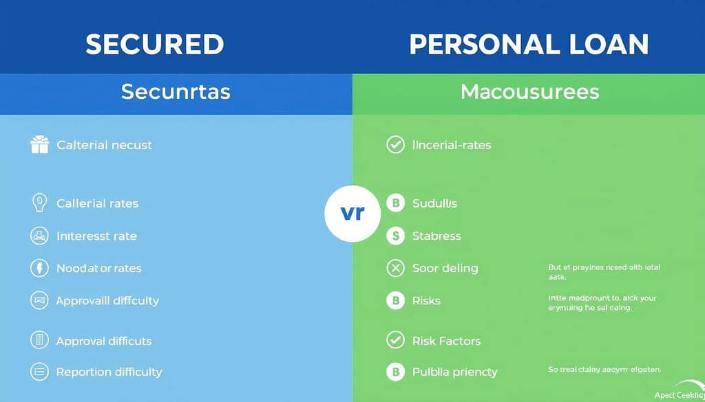 Comparison of secured and unsecured personal loans showing key differences Comparison of secured and unsecured personal loans showing key differences