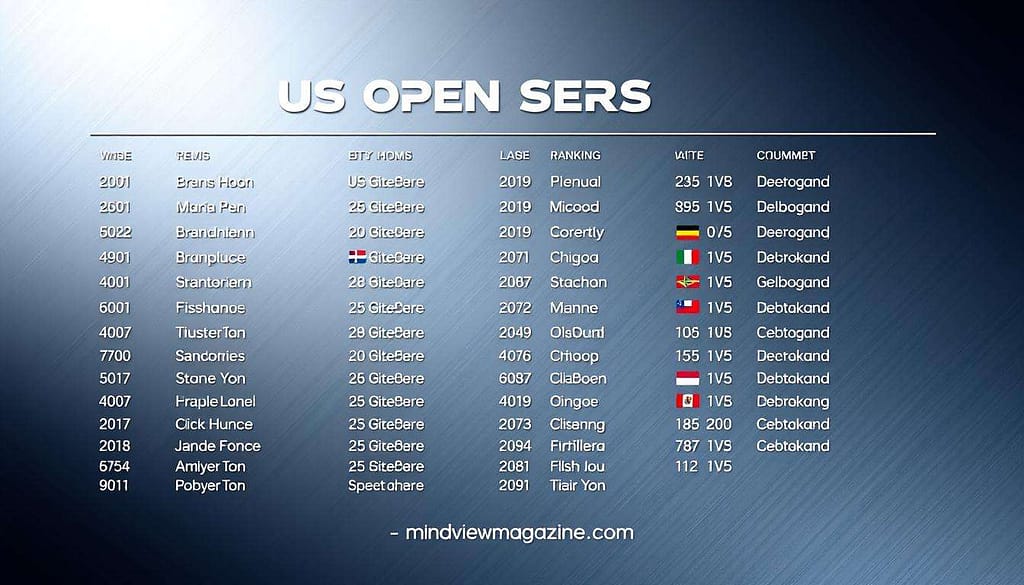 US Open Series tennis rankings US Open Series tennis rankings