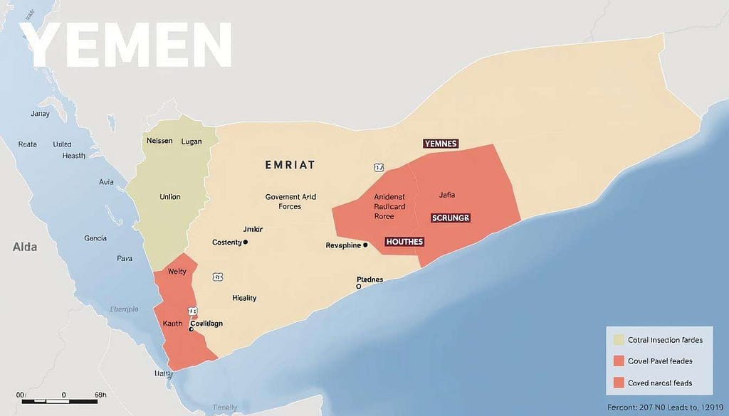Yemen civil war map showing territories controlled by different factions including Houthi rebels Yemen civil war map showing territories controlled by different factions including Houthi rebels