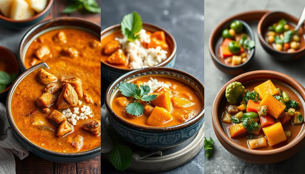 Different regional variations of Thai Massaman Curry Different regional variations of Thai Massaman Curry