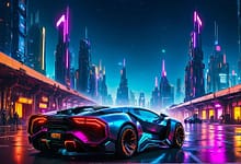 Photo by Joshgmit MindViewMagazinecom ai generated car cyberpunk automotive speed city urban night futuristic technology neon lights fantasy