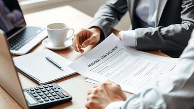 Personreviewingpersonalloandocumentsatdeskwithcalculator MindViewMagazinecom Person reviewing personal loan documents at desk with calculator