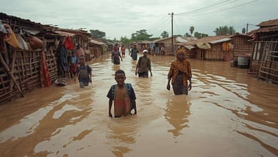 Flooded Sudanese village after 2025 rains children MindViewMagazinecom