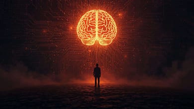 a massive glowing AI brain in the s MindViewMagazinecom